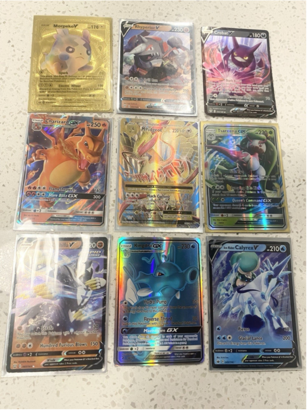 Pokemon Card Lot 9 Charizard GX Kingdra GX M Pidgeot EX Morpeko V Holo